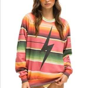 Aviator Nation - Tulum Bolt Stitch Sweatshirt - Pink - Large